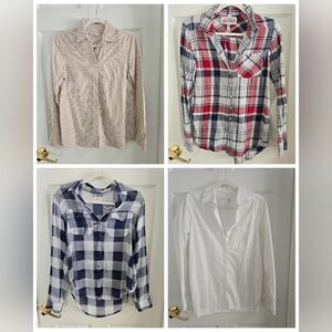 GUC Women's Plaid and Solid Button-Up Shirts XS Bundle